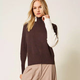 Camisola de Gola Alta Bicolor | TWINSET