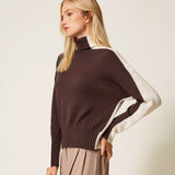 Camisola de Gola Alta Bicolor | TWINSET