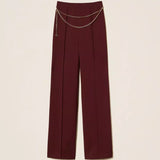 Calça Palazzo Bordeuax em Crepe com Cinto | TWINSET