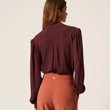 Blusa Bordeuax com Corrente e Franzidos | TWINSET