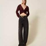 Jeans Cinza Wide com Cinto e Maxi Fivela | TWINSET