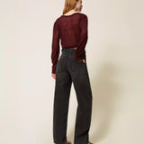 Jeans Cinza Wide com Cinto e Maxi Fivela | TWINSET