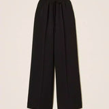 Calça Wide Fit em Crepe Preto | TWINSET