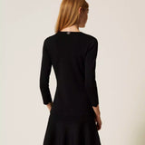 Vestido Curto Malha Fria com Detalhes Ondulados | TWINSET