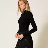 Camisola de Malha Canelada Gola Subida | TWINSET