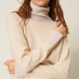 Camisola de Gola Alta Caxemira com Lurex | Twinset