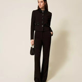 Calça Crepe Palazzo em Preto | TWINSET