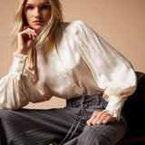Camisa Jacquard de Cetim com Folhos | TWINSET