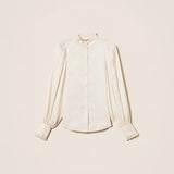 Camisa Jacquard de Cetim com Folhos | TWINSET