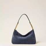 Mala “Liliane” Média em Suede Azul com Argolas | TWINSET