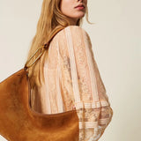 Mala “Liliane” Média em Suede com Argolas | TWINSET