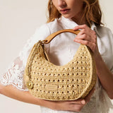 Mala Croissant em Ráfia com Charms | TWINSET