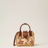Bolsa Tiracolo Em Vime Com Clutch Bege | TWINSET