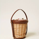 Mala Bucket Em Vime Com Bolsa Interior Bege | TWINSET