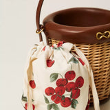 Mala Bucket Em Vime Com Bolsa Interior Bege | TWINSET
