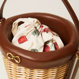 Mala Bucket Em Vime Com Bolsa Interior Bege | TWINSET