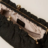 Clutch Em Ráfia Com Charm Preta | TWINSET