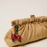 Clutch Em Ráfia Com Charm Bege | TWINSET