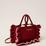 Mala Crochet com Folhos Bordeaux | TWINSET