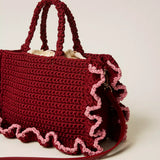 Mala Crochet com Folhos Bordeaux | TWINSET