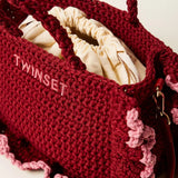 Mala Crochet com Folhos Bordeaux | TWINSET