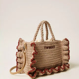 Mala Crochet com Folhos Bege | TWINSET