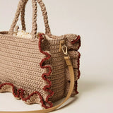 Mala Crochet com Folhos Bege | TWINSET