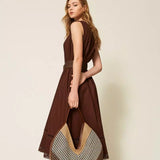 Bolsa Hobo Em Jacquard Ráfia Bege Multicolor | TWINSET