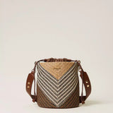 Bolsa Bucket Em Ráfia Jacquard Bege Multicolor | TWINSET