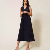 Vestido Midi Plissado com Efeito Colete | TWINSET