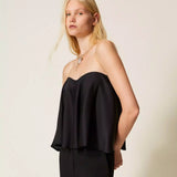 Top Bustier em Cetim Preto | TWINSET