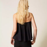 Top Bustier em Cetim Preto | TWINSET