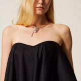 Top Bustier em Cetim Preto | TWINSET