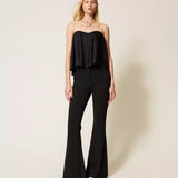 Top Bustier em Cetim Preto | TWINSET