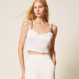 Top Cropped Rosa com Strass | TWINSET