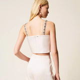 Top Cropped Rosa com Strass | TWINSET