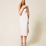 Vestido Midi em tecido Acetinado Rosa | TWINSET