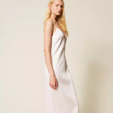 Vestido Midi em tecido Acetinado Rosa | TWINSET