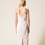 Vestido Midi em tecido Acetinado Rosa | TWINSET