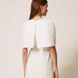 Vestido Curto Ecru em Mistura de Linho | TWINSET