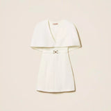 Vestido Curto Ecru em Mistura de Linho | TWINSET