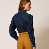 Camisa Denim com Folhos | TWINSET