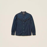 Camisa Denim com Folhos | TWINSET