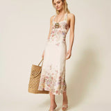 Vestido Midi em Linho Floral Print | TWINSET
