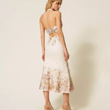 Vestido Midi em Linho Floral Print | TWINSET