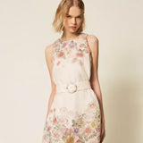 Vestido Curto de Linho Floral Print | TWINSET