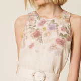 Vestido Curto de Linho Floral Print | TWINSET