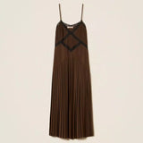 Vestido Longo Castanho com Renda | TWINSET