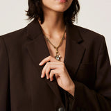 Blazer Castanho Chocolate em Cetim Mate com Lã | TWINSET