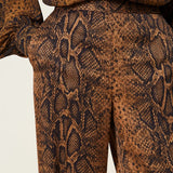 Calças Castanho e Preto com Estampado de Píton em Crepe de Viscose | TWINSET